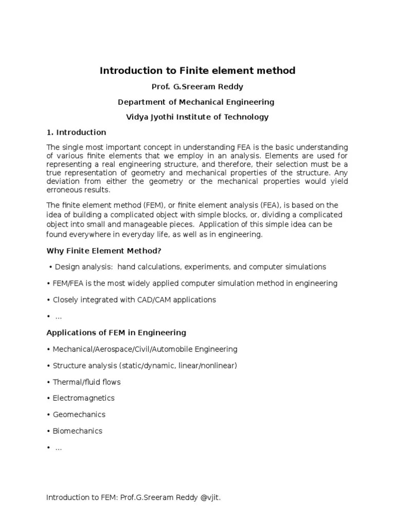 Introduction To Finite Element Method | PDF | Finite Element Method | Truss