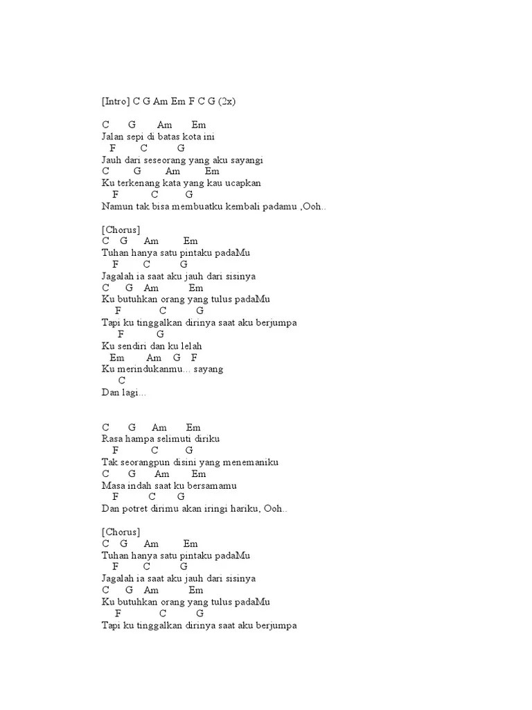 Chord Avenged Sevenfold Dear God Versi Indonesia | PDF