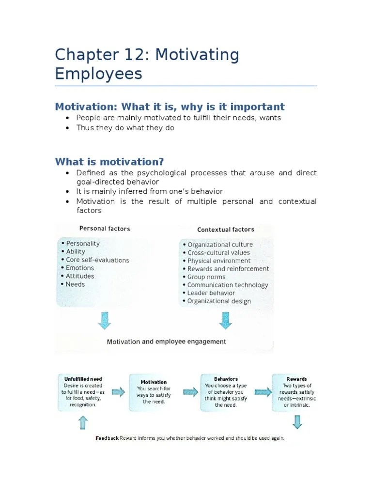 MNO Chapter 12 - Motivating Employees | PDF | Motivation | Motivational