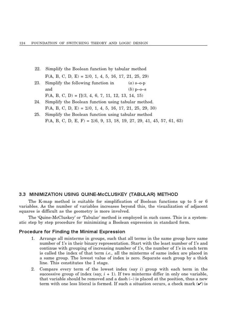 Tabular Method | PDF | Boolean Algebra | Teaching Mathematics
