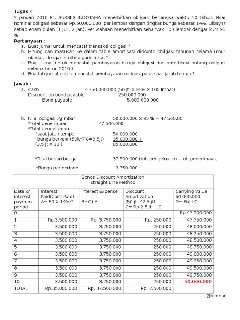 Contoh Soal Dan Jawaban Tentang Utang Obligasi Kumpulan Cute766