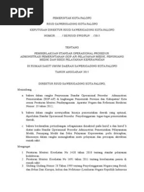 Penyusunan standar operasional prosedur administrasi pemerintahan. Sk Sop Ap Pdf