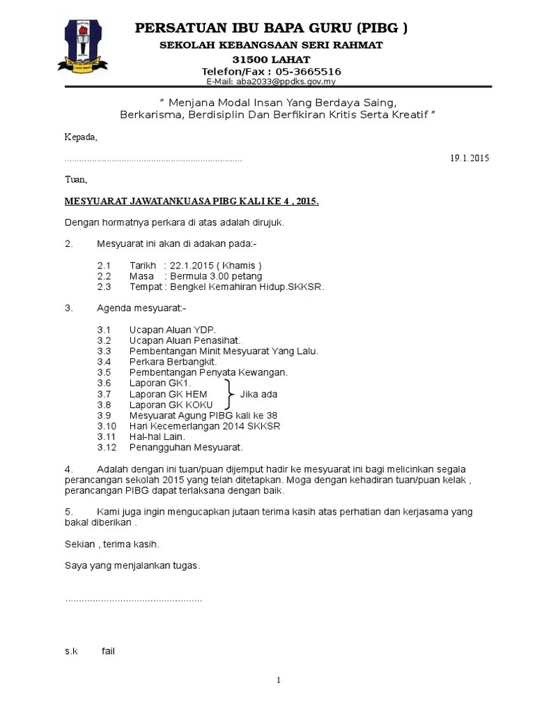Contoh surat notis mesyuarat agung web viewcontoh surat notis . Contoh Surat Permohonan Penangguhan Mesyuarat Pibg