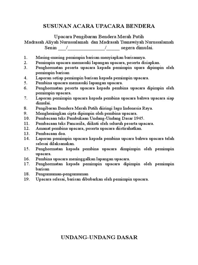Contoh Laporan Upacara Bendera Hari Senin