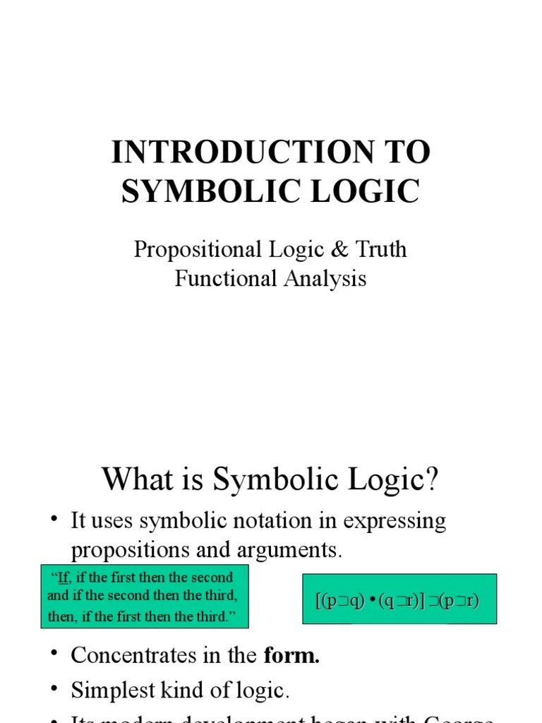Introduction To Symbolic Logic | PDF | Proposition | Contradiction