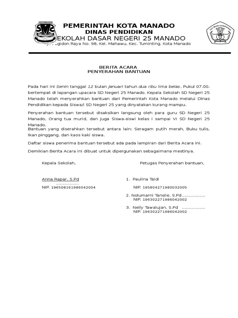 Format berita acara serah terima barang. Contoh Tanda Terima Dokumen