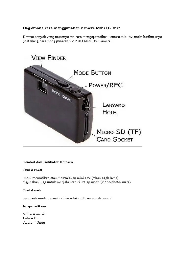 Bagaimana Cara Menggunakan Kamera Mini DV Ini | PDF