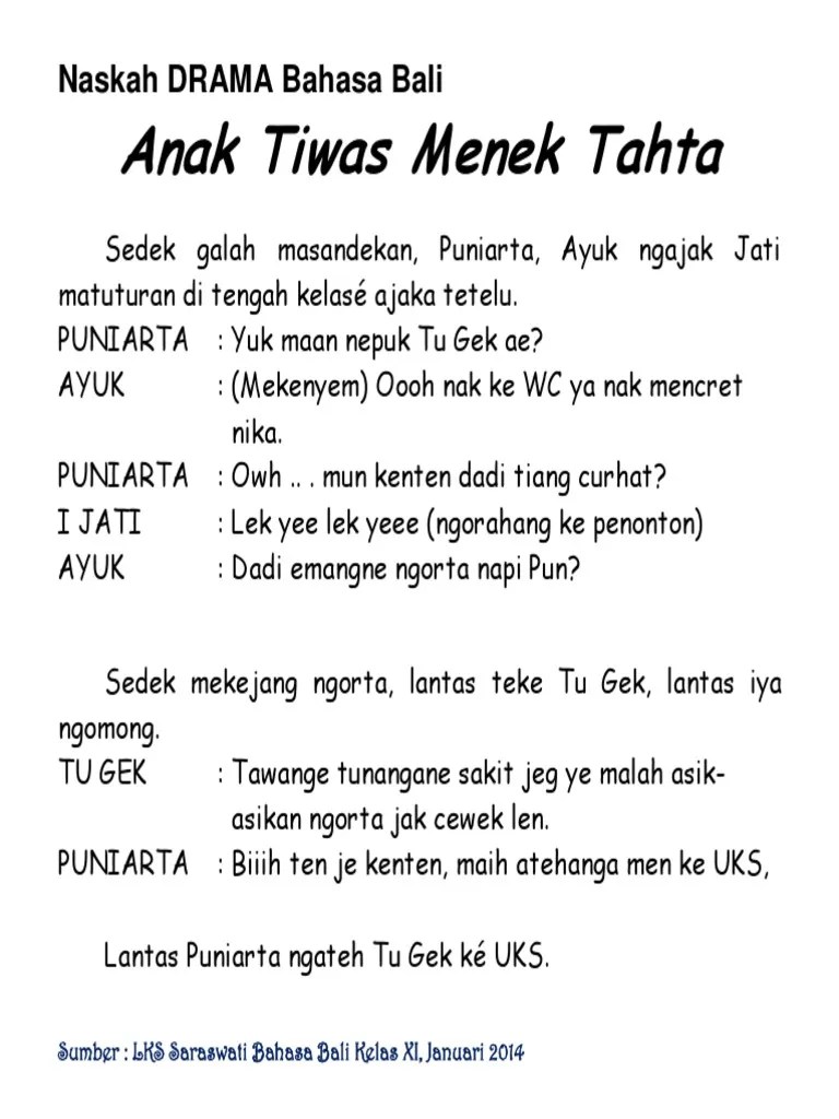 contoh sinonim (lian raos) dalam bahasa bali&quot; Naskah Drama Bahasa Bali Pdf