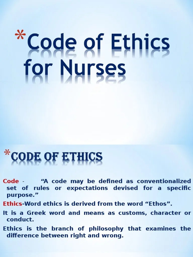 Code of ethics for nurses