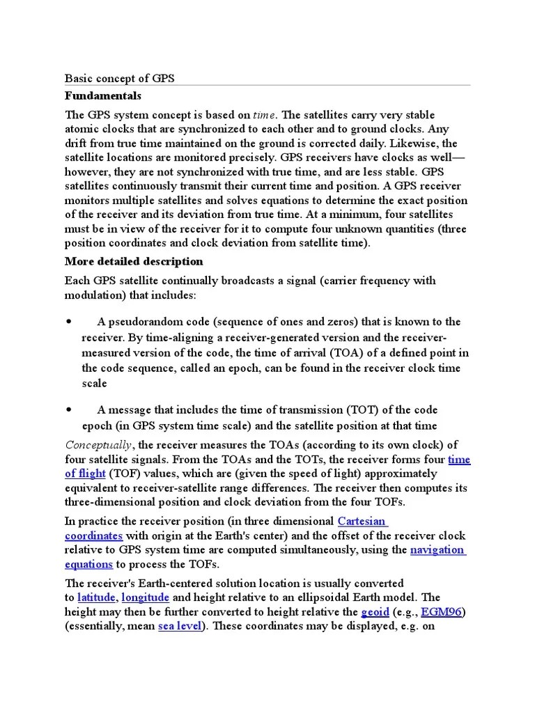 Basic Concept Of GPS | PDF | Global Positioning System ...