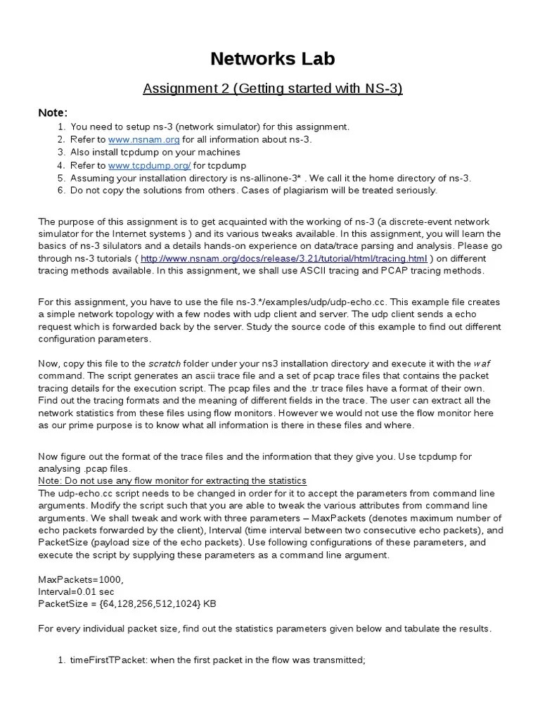 Networks Lab Assignment 2 | PDF | Network Packet | Computer Network