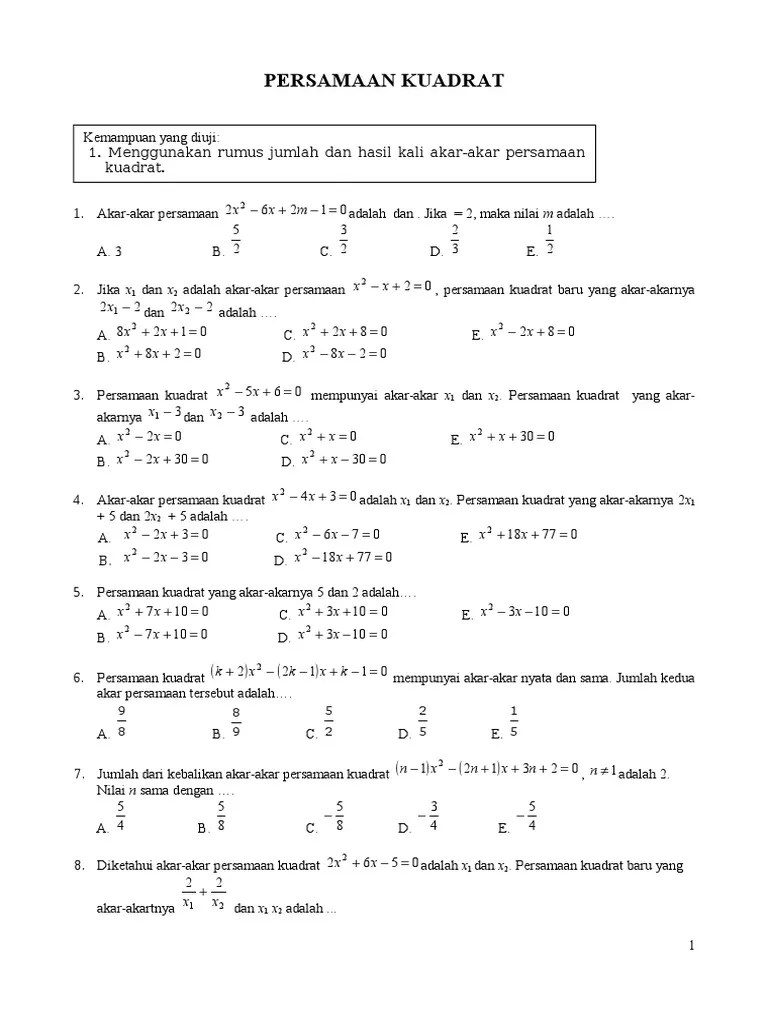 Analisis kesulitan pemecahan masalah persamaan. Kumpulan Soal Sistem Persamaan Kuadrat Dua Variabel Kelas 10 Doc Beinyu Com