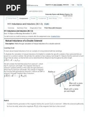Mastering Physics Hw11 Inductance Inductor