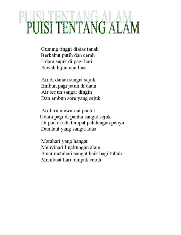 Hanya terlihat sehasta guratan putih dipunggunggmu. puisi tentang alam