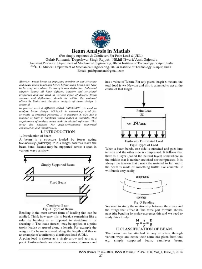 Beam Analysis In Matlab | PDF | Bending | Beam (Structure)