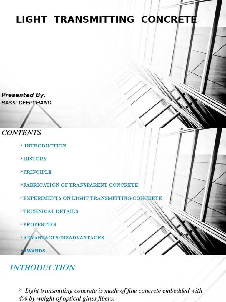 Light Transmitting Concrete | PDF | Concrete | Optical Fiber