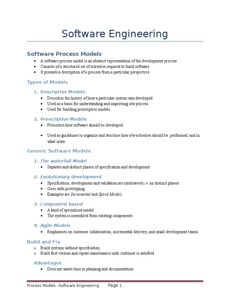 Software Process Models Overview | PDF | Software Prototyping ...