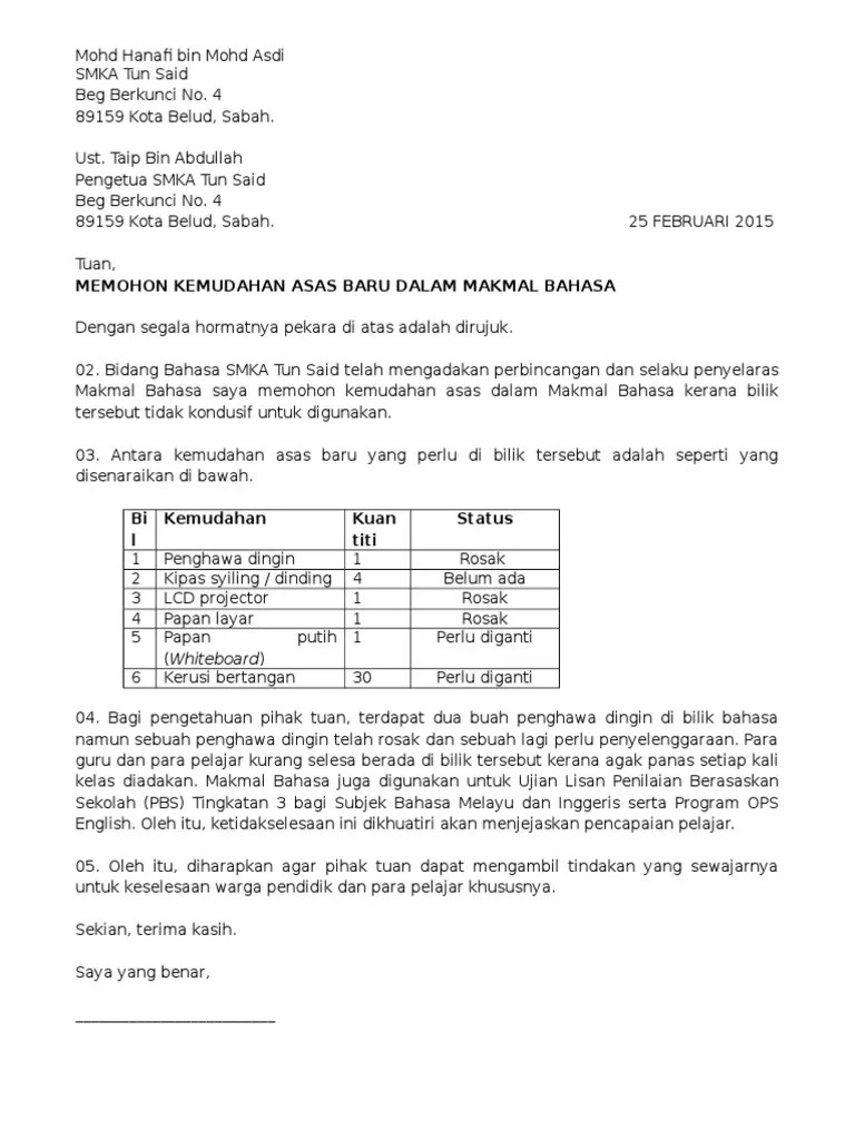 × penafian kpwkm berkaitan program bersepadu 1 ayah 2 ibu. Contoh Surat Rasmi Aduan Kerosakan Bangunan