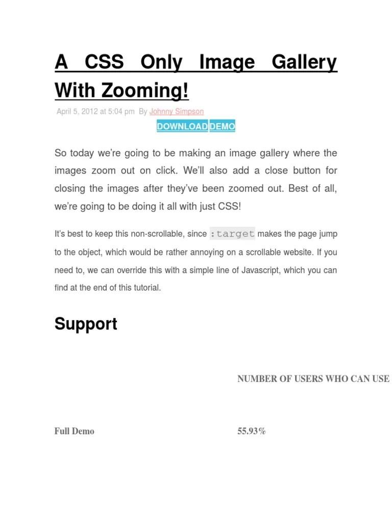 A CSS Only Image Gallery With Zooming | PDF | Cascading Style Sheets ...
