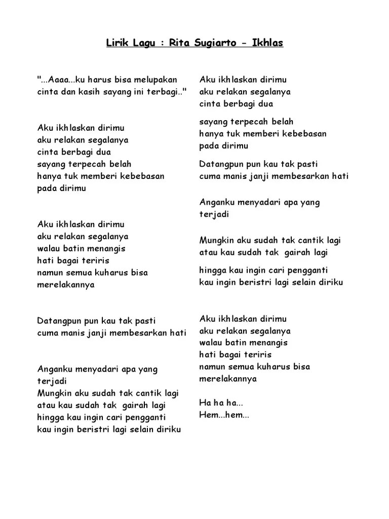 E a yang tak pernah ku duga. Lirik Lagua Pdf