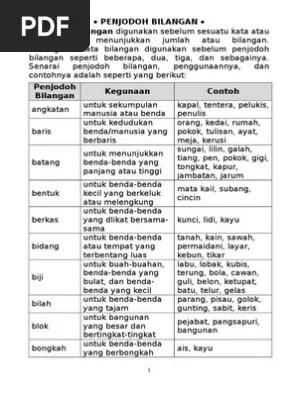 2 dua kuntum bunga mawar itu telah layu. Penjodoh Bilangan Pdf