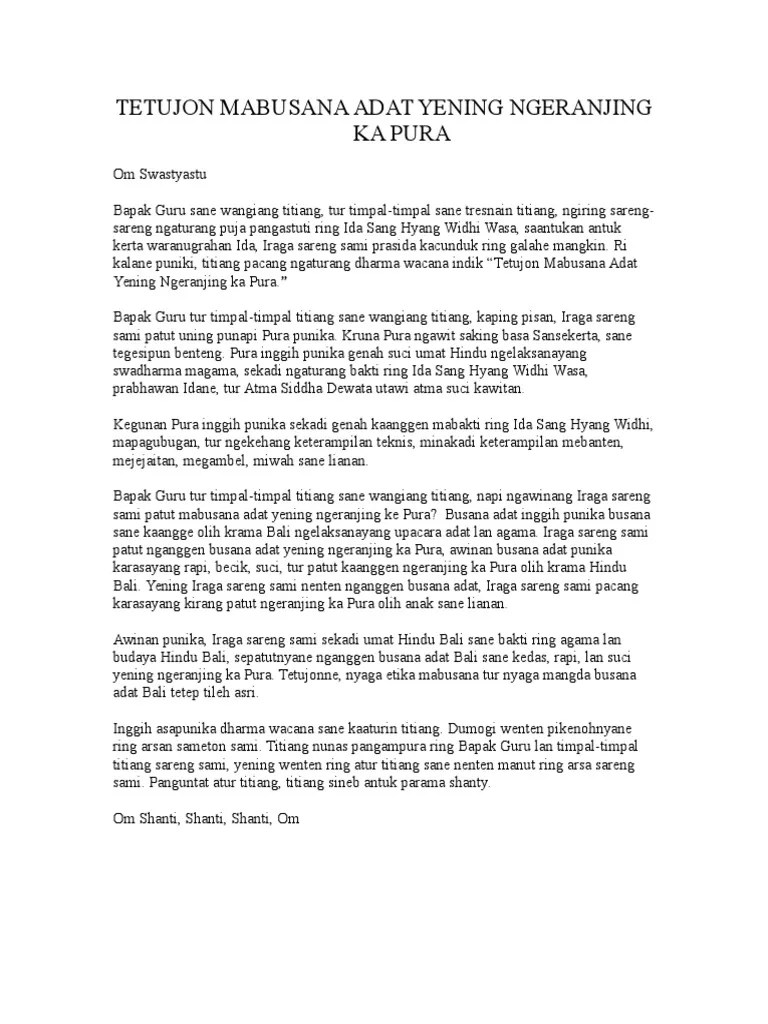 DHARMA WACANA Bahasa Bali | PDF