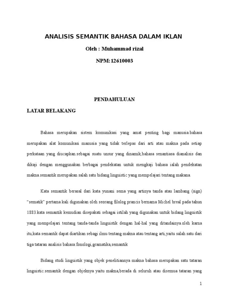 Analisis Semantik Bahasa Iklan Dalam Koran | PDF