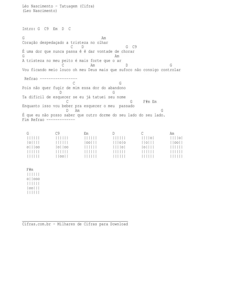 Cifra da música tatuagem Nandinho Cavaco Partitura Belo Tatuagem