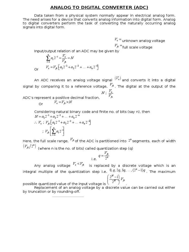 Analog To Digital Converter | PDF | Analog To Digital Converter ...
