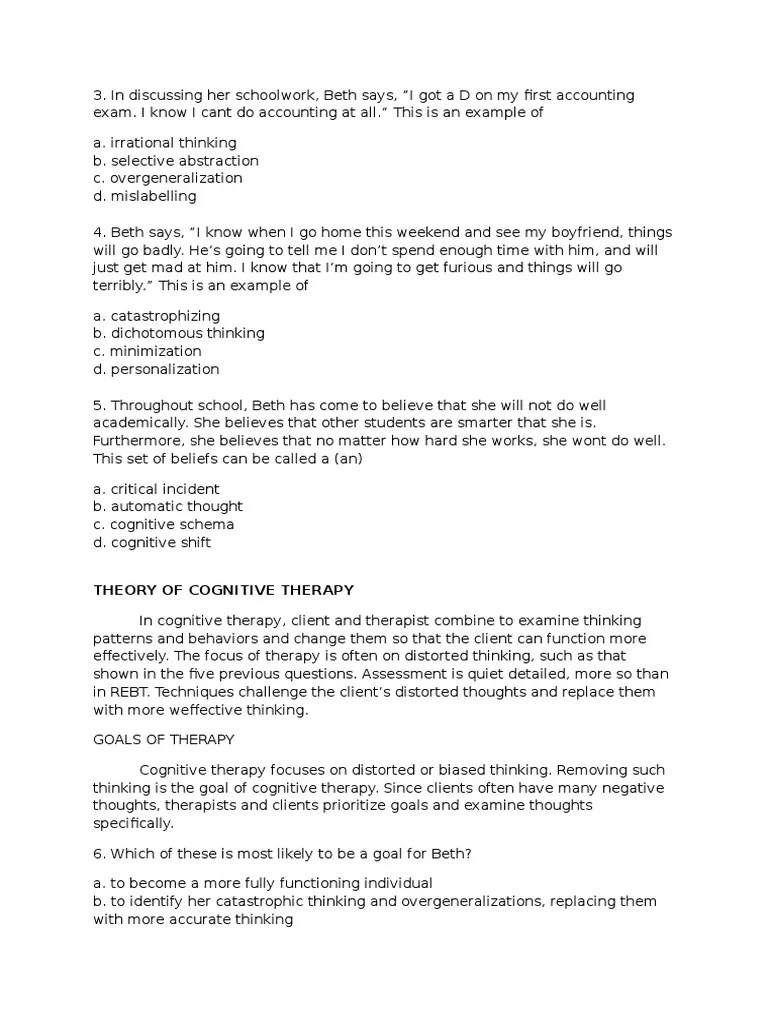 Theory Of Cognitive Therapy | PDF | Cognitive Therapy | Rational ...