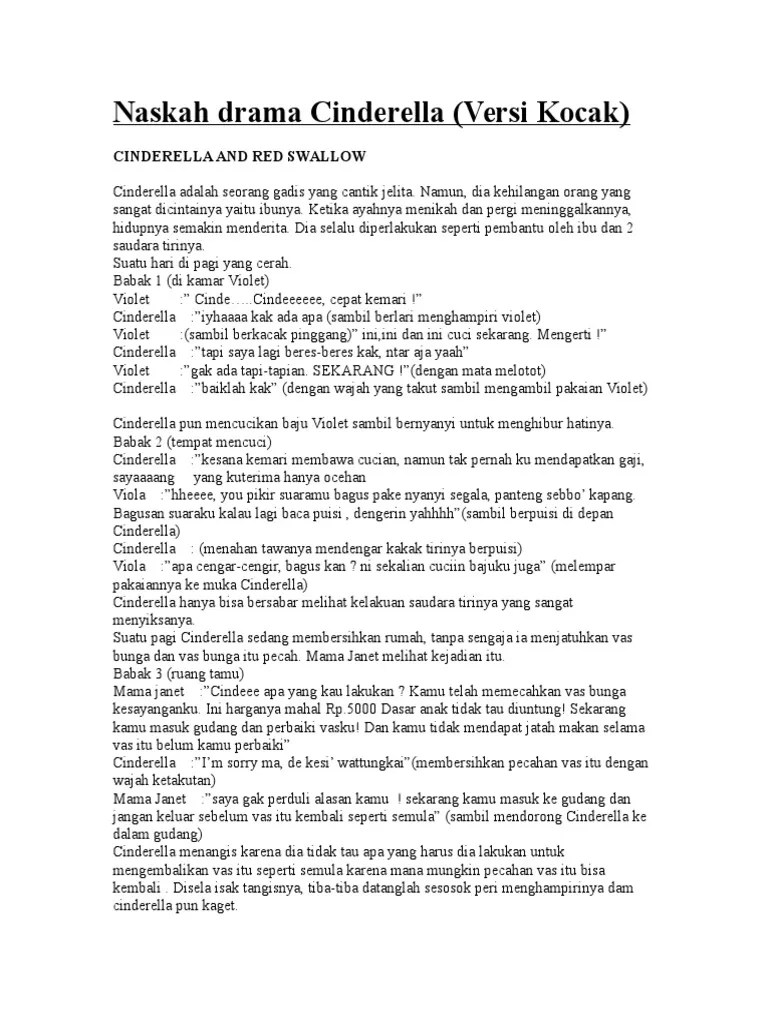 naskah drama untuk 10 orang berjudul. Cinderella And Red Swallow