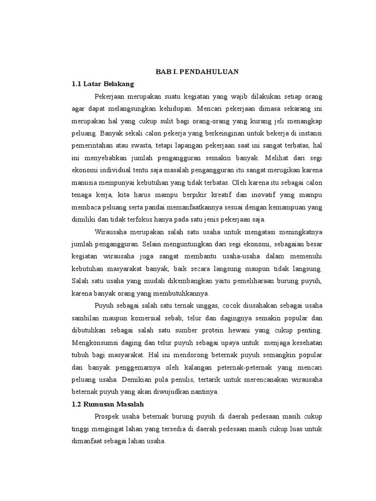 7/21/2019 proposal puyuh.doc 1/8proposal wirausaha beternak burung puyuhbab ipendahuluan1. Proposal Usaha Ternak Puyuh Petelur Pdf Penggambar