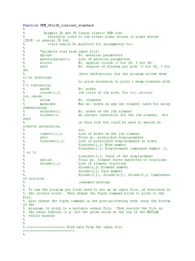 FEM Matlab Code | PDF | Finite Element Method | Linear Elasticity