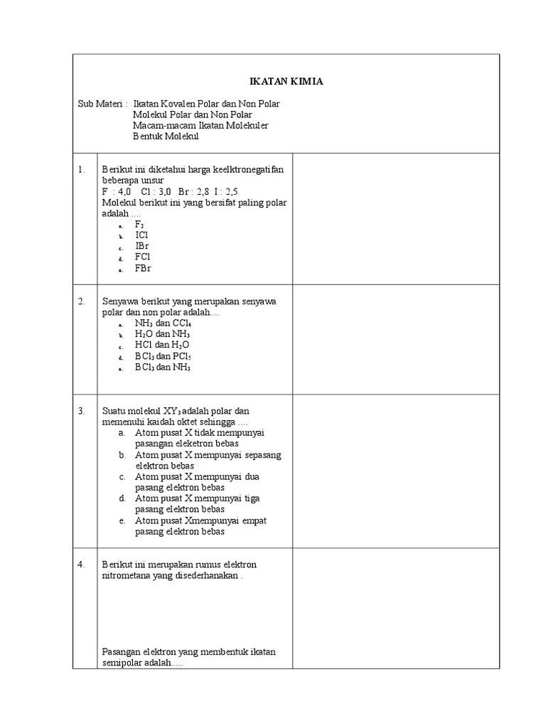 Kimia Polar Nonpolar | PDF