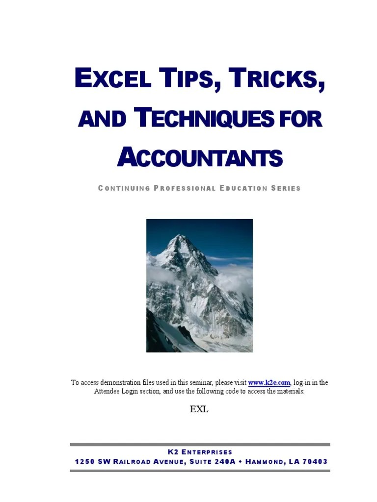 Excel Tips, Tricks, And Techniques For Accountants | PDF | Hyperlink ...