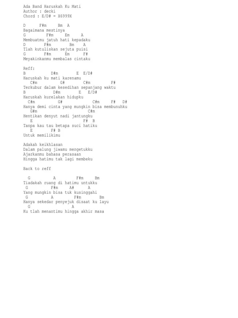 D f# bm a bagaimana mestinya. Ada Band Haruskah Ku Mati Pdf