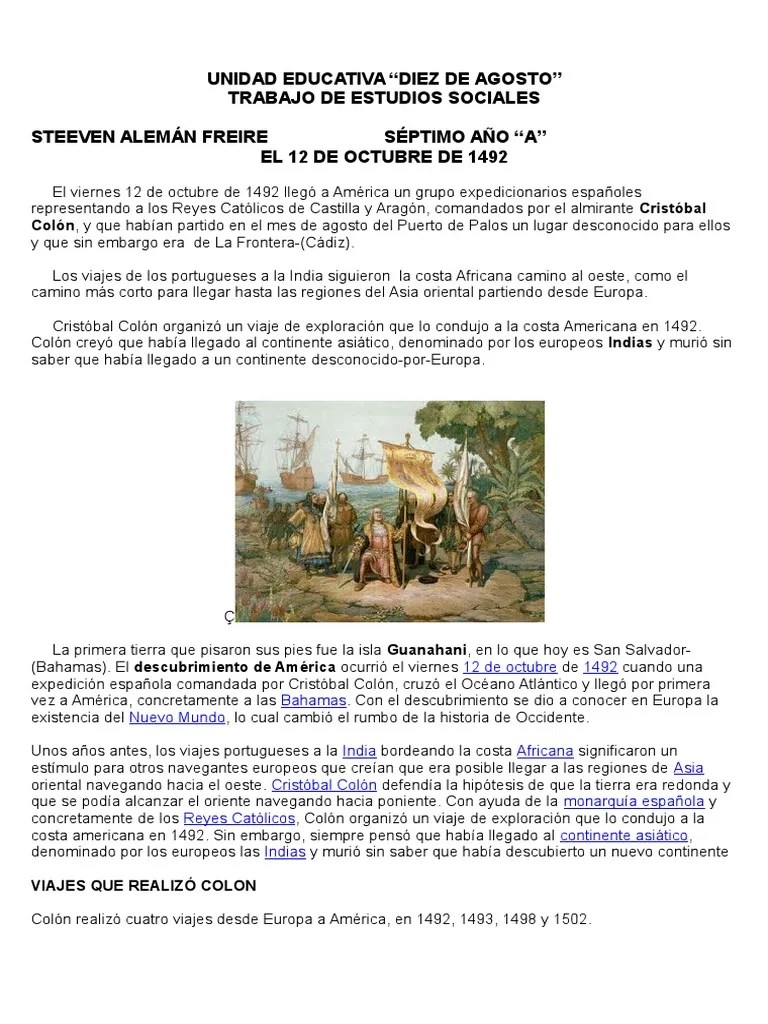 12 De 0ctubre De 1492 | Descargar Gratis PDF | Cristobal Colon ...