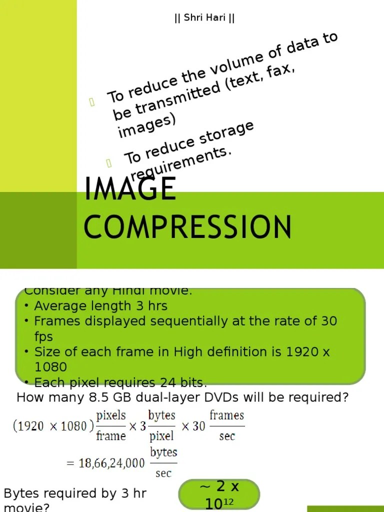 Image Compression: Volum Eof Data To (Tex T, Fax | PDF | Data ...