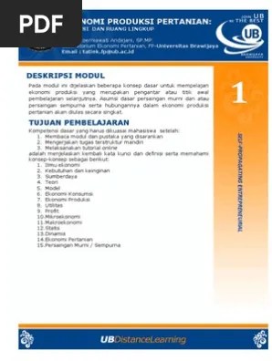 Fungsi produksi terkait dengan pertanggung jawaban dalam pengolahan. Modul 1