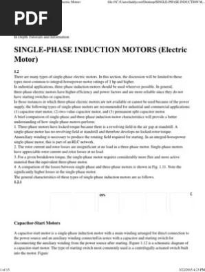 Single Phase Induction Motors Electric Motor Pdf