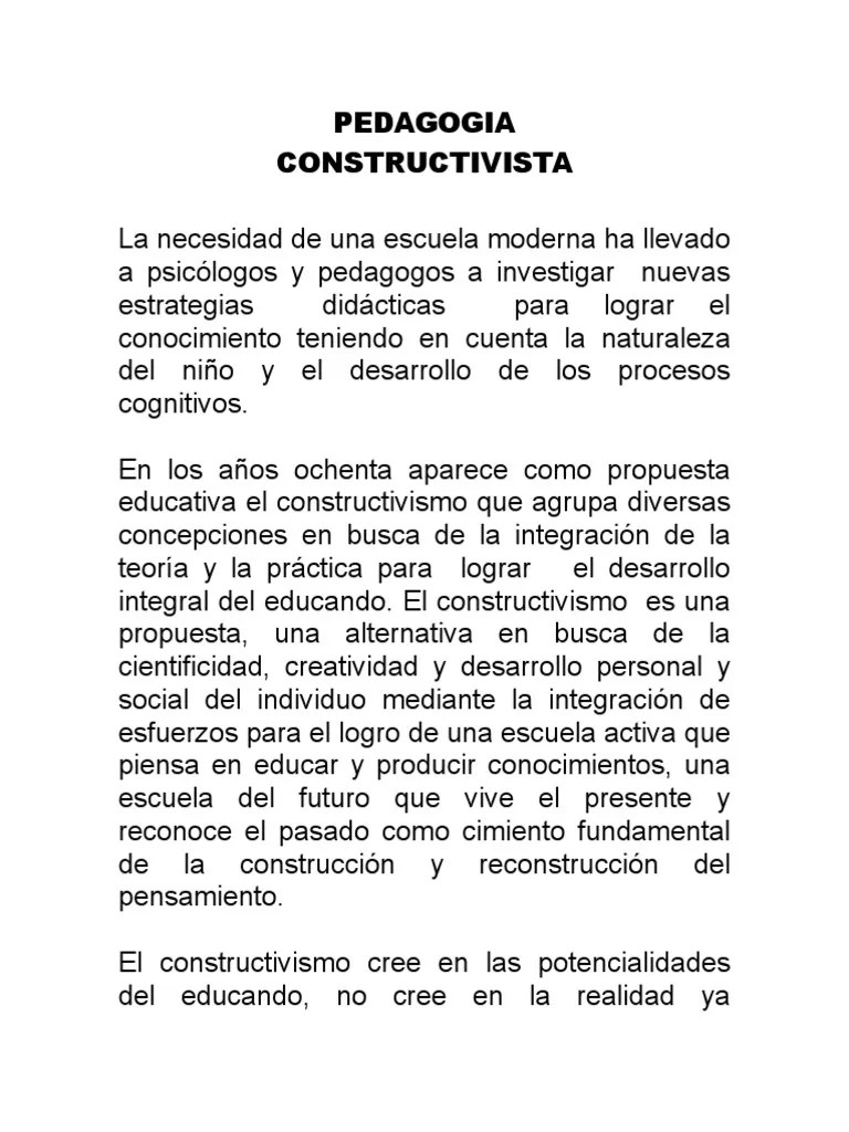 Pedagogia Constructivista | PDF | Constructivismo (filosofía De La Educación) | Aprendizaje