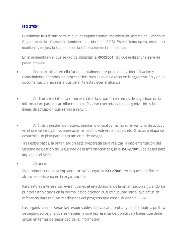 Iso 27001 | PDF | Hipótesis | Seguridad De Información