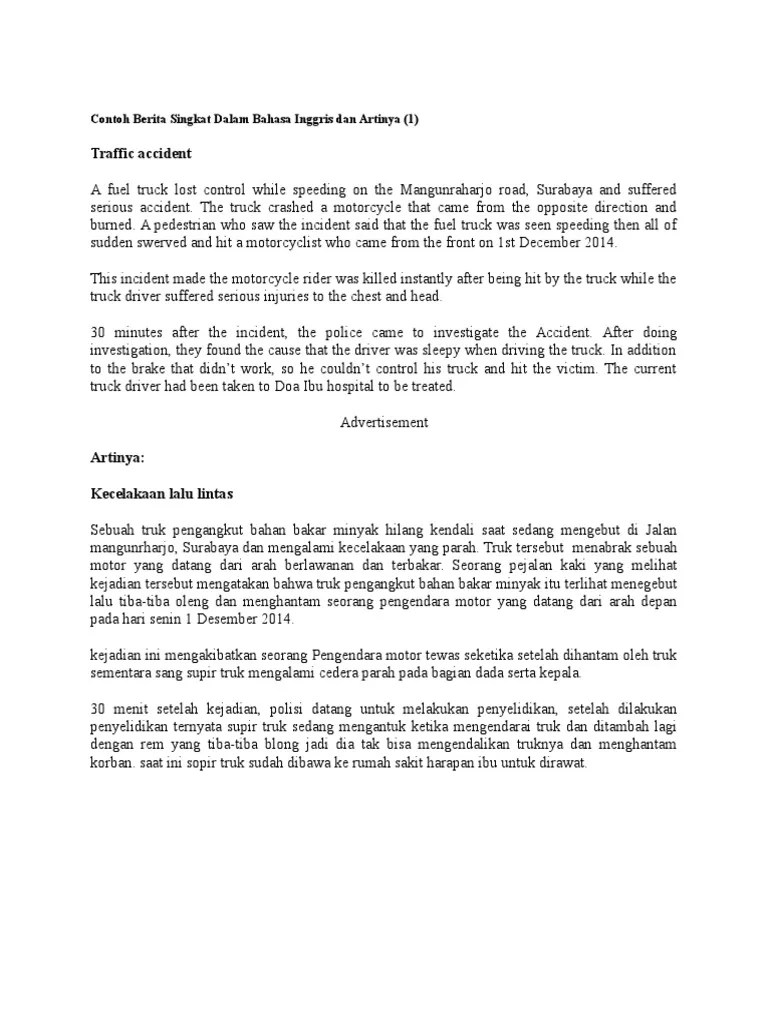 2 Contoh Teks Berita Banjir Dalam Bahasa Inggris Dan Terjemahannya An Earthquake Indonesia once more.