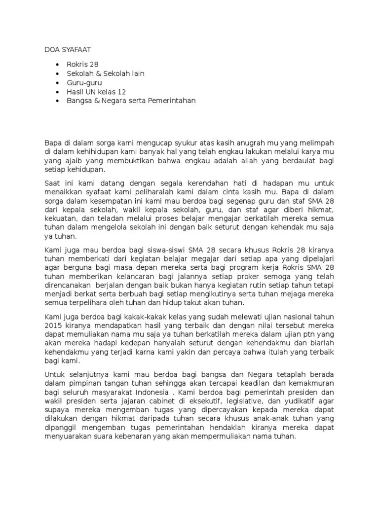 Krisis ini sungguh menyulitkan, dan saya . Doa Syafaat Pdf