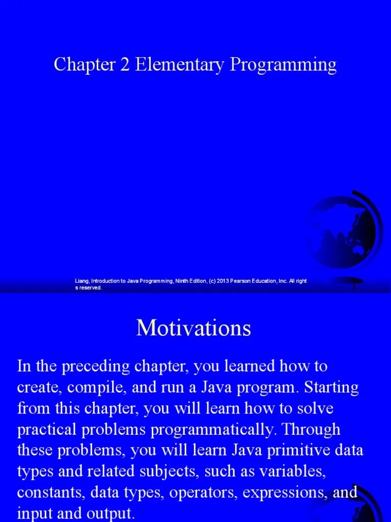 Chapter 2 Elementary Programming | PDF | C (Programming Language ...