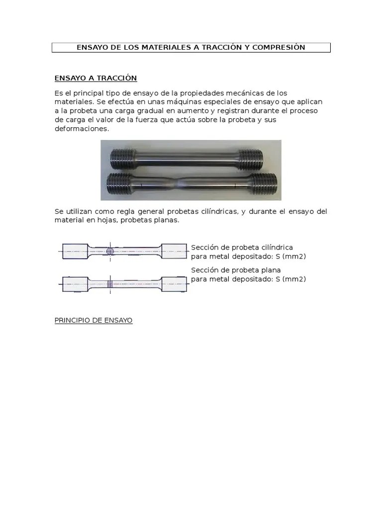 Ensayo De Los Materiales A Tracción Y Compresión | Descargar Gratis PDF | Elasticidad (Física ...