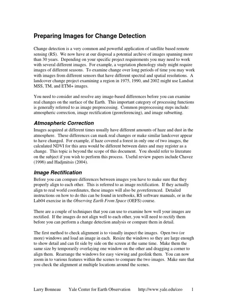 00 Change Detection Prep Pdf Vision Areas Of Computer Science