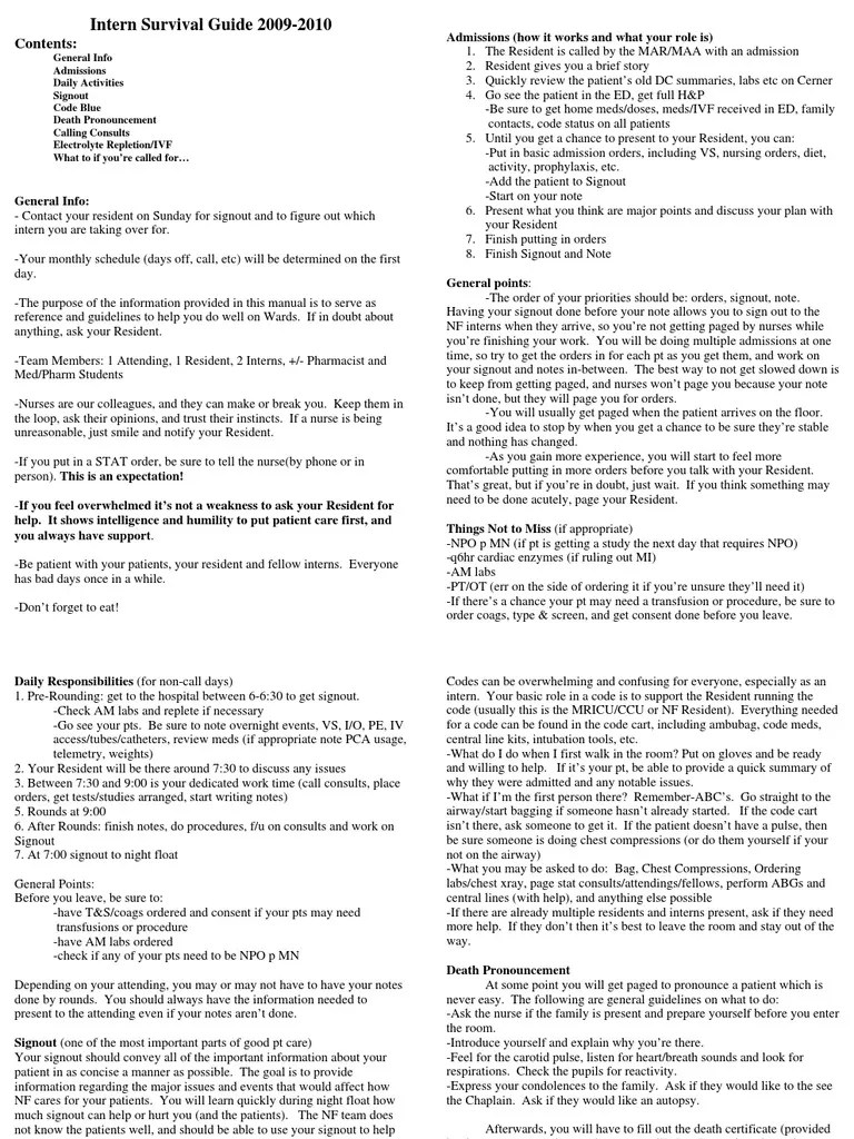 Intern Ward Survival Guide 2009 | PDF | Diseases And Disorders | Medicine
