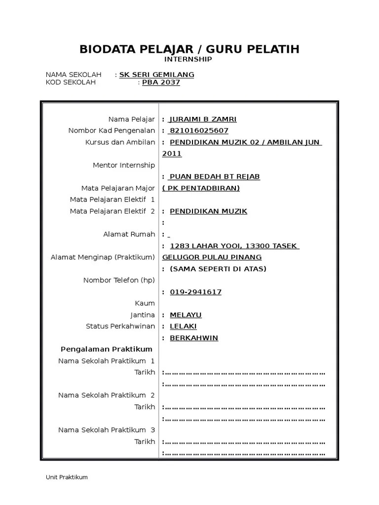 Biodata Pelajar | PDF