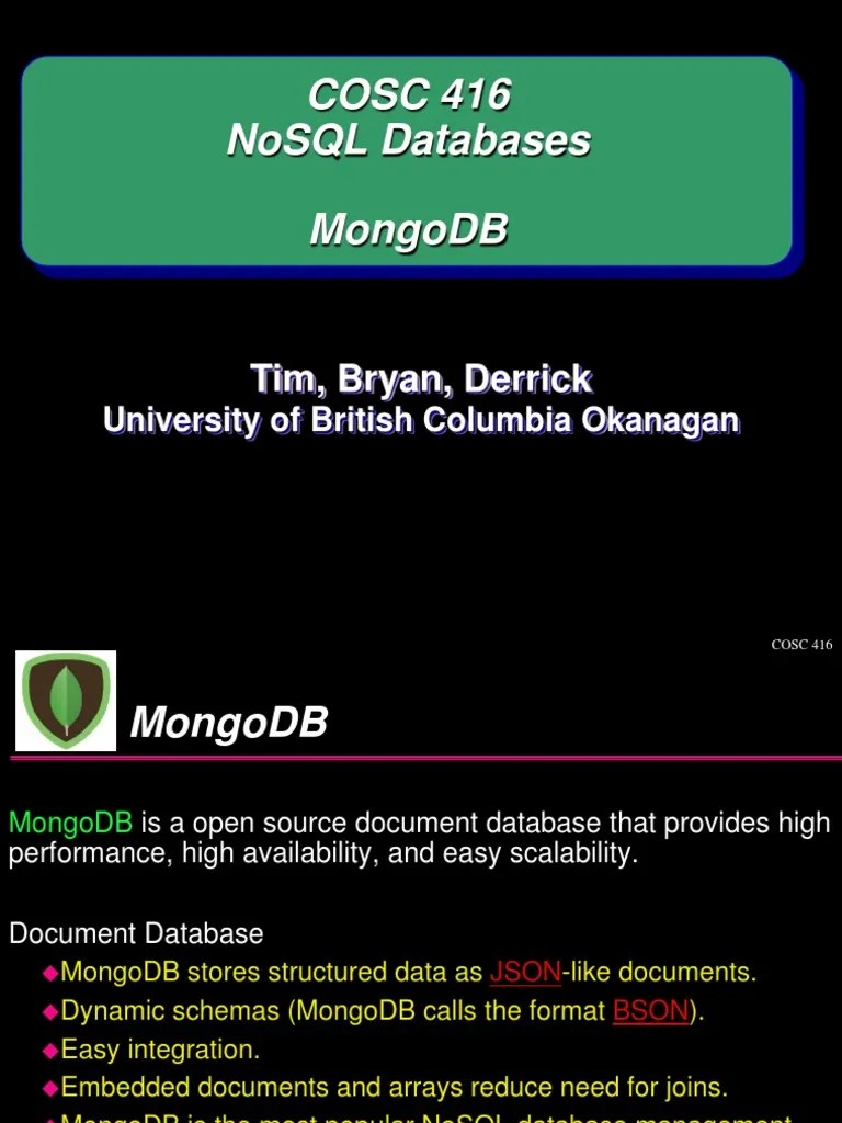 416 10 Mongo | PDF | No Sql | Mongo Db